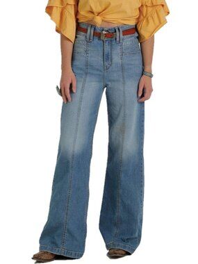 Cruel Denim Wide Leg Jeans 33/15 Light Stonewash NWT Western Cowgirl Y2K